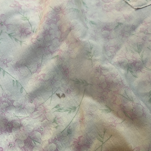 Vtg Lady Manhattan Nightgown Purple White Floral Snap Front Pocket - Picture 4 of 14